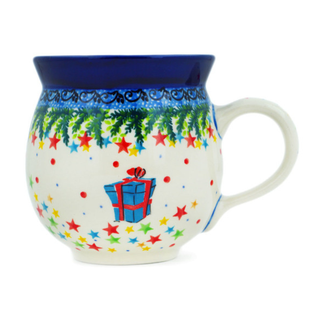 kalich polish pottery 14 oz jan mug winter red robin unikat